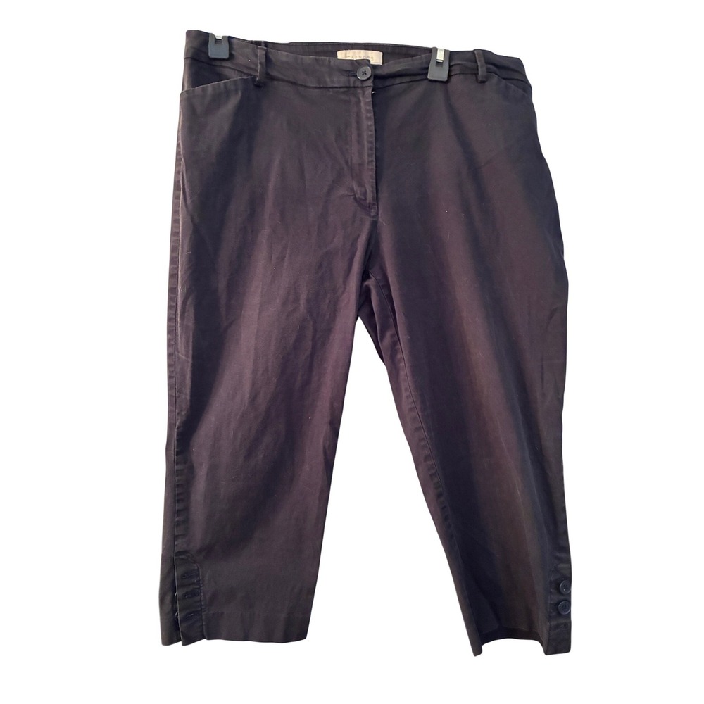Talbots Plus‎ Cropped Pants Womens 16W Blue Button Hem Stretch Casual Classic